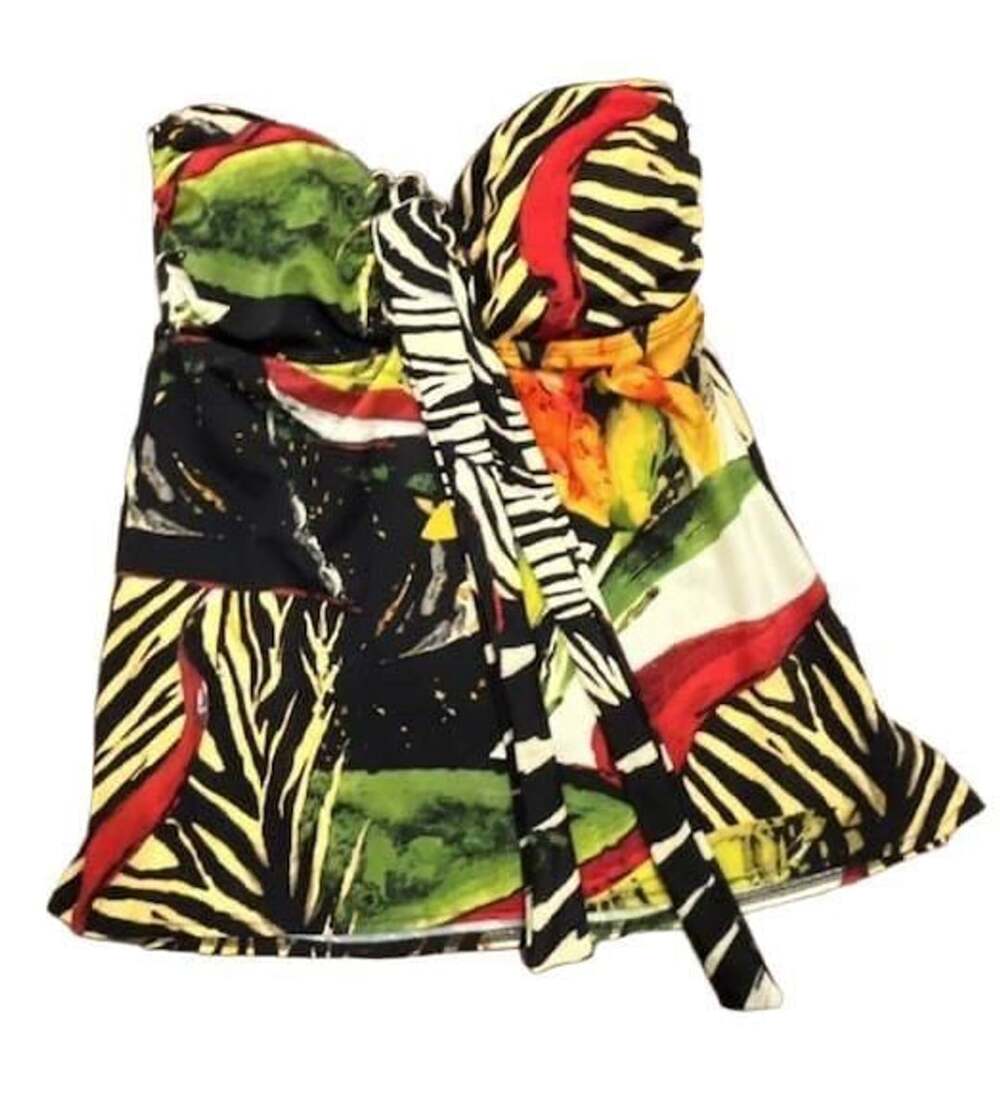 Tara Grinna Bandeau Tankini Size 34D/DD Multi Tropical Print Halter